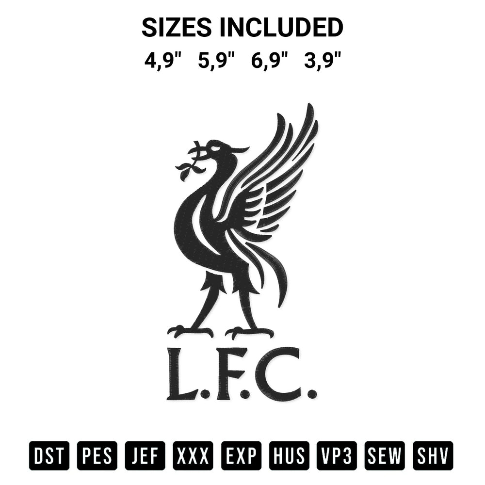 Discover the perfect addition to your crafting collection: Liverpool Football Club Logo Embroidery Design embroidery file. Instantly available at Designspacks.com. Available sizes: 4,9", 5,9", 6,9", 3,9".