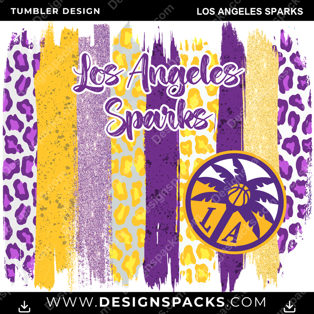 Basketball Brush Strokes Los Angeles Sparks NBA Basketball Tumbler Digital Wrap Design Download