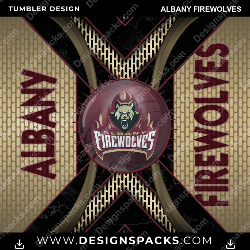 Lacrosse Metal Grating Albany FireWolves Tumbler Digital Wrap Design
