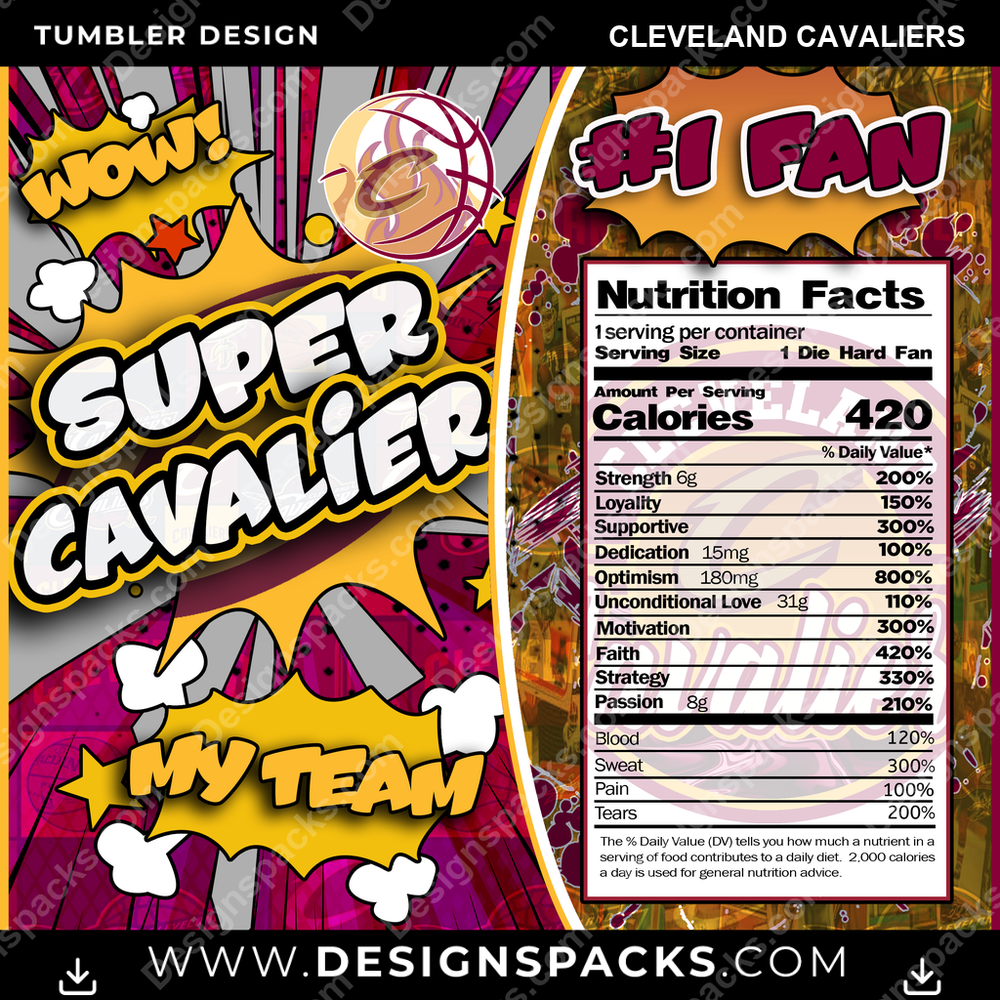 Basketball Super Team Cleveland Cavaliers Tumbler Digital Wrap Design