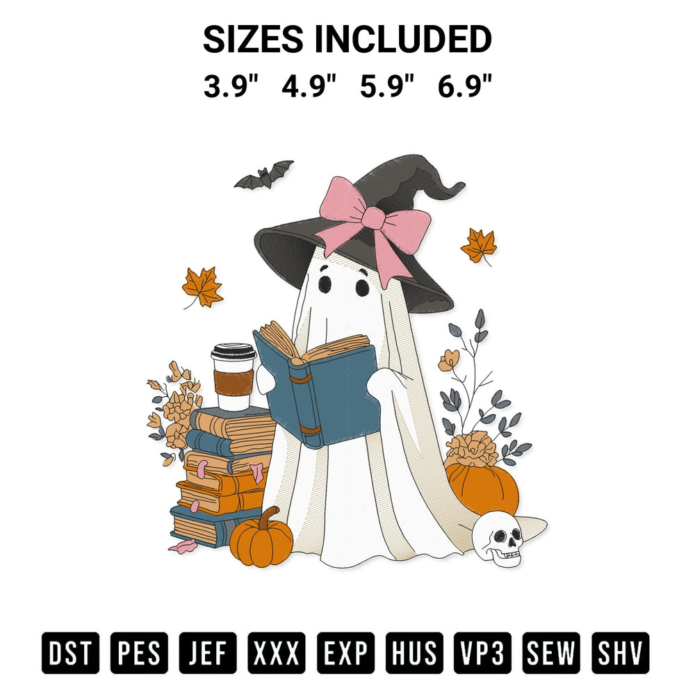 Download the Ghost Read Book Fall Halloween Print Embroidery Design machine embroidery design exclusively at Designspacks.com. Premium digitized pattern for apparel and DIY crafts. Available sizes: 3.9", 4.9", 5.9", 6.9".