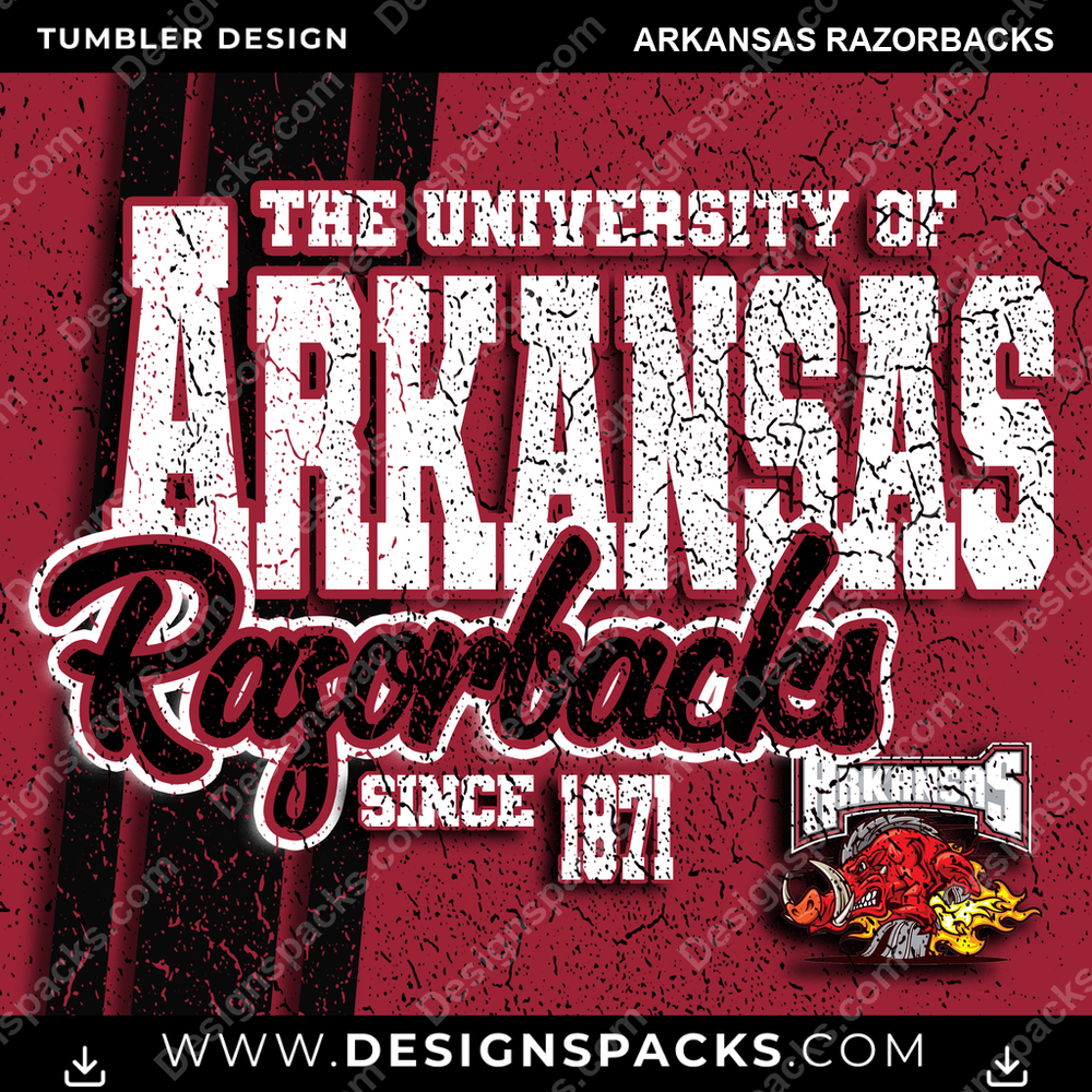 College Sport Grunge Arkansas Razorbacks NCAA College Sport Tumbler Digital Wrap Design Download