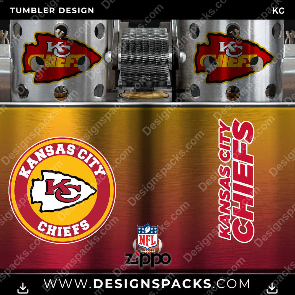 Football Zippo Lighter KC Tumbler Digital Wrap Design