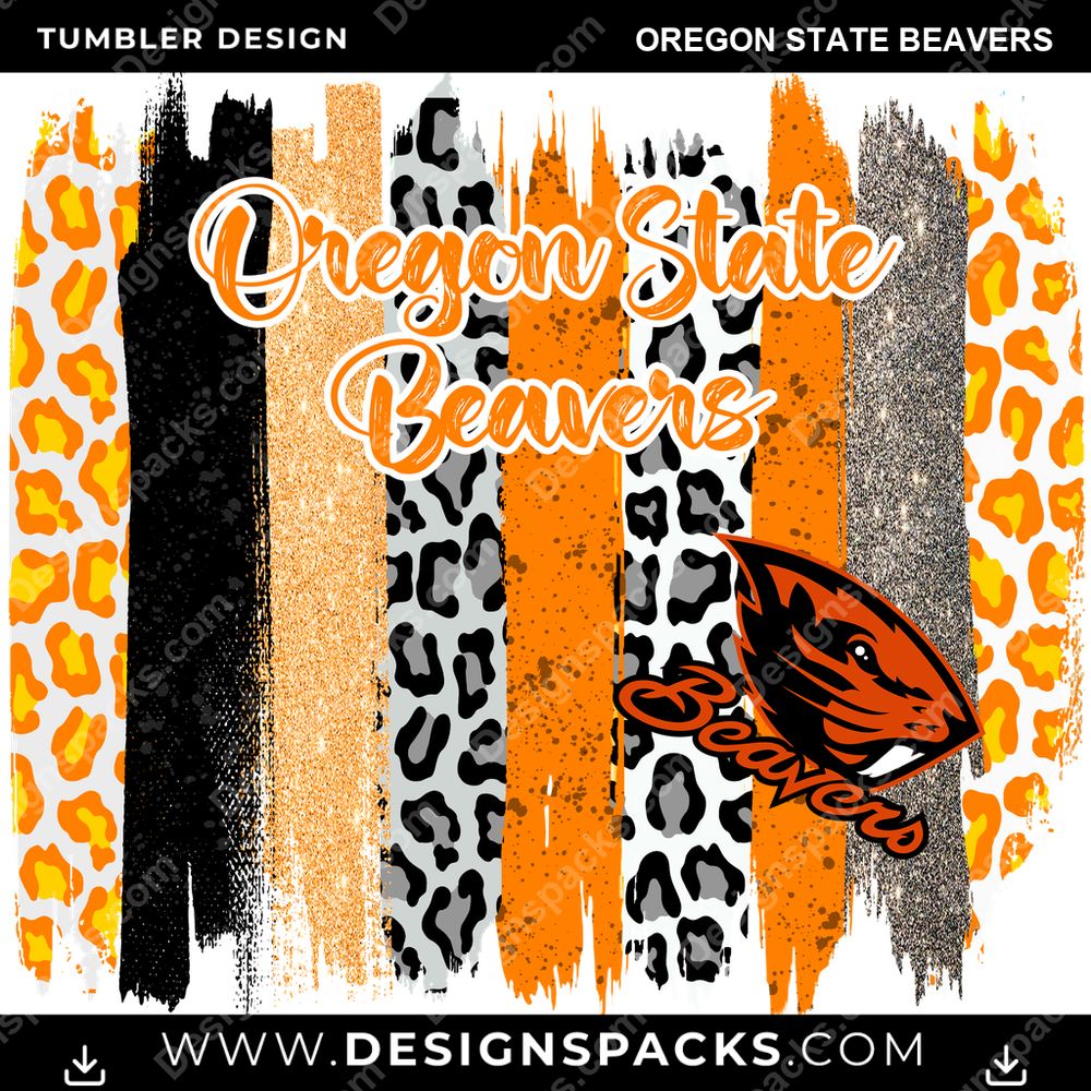College Sport Brush Strokes Oregon State Beavers NCAA College Sport Tumbler Digital Wrap Design Download