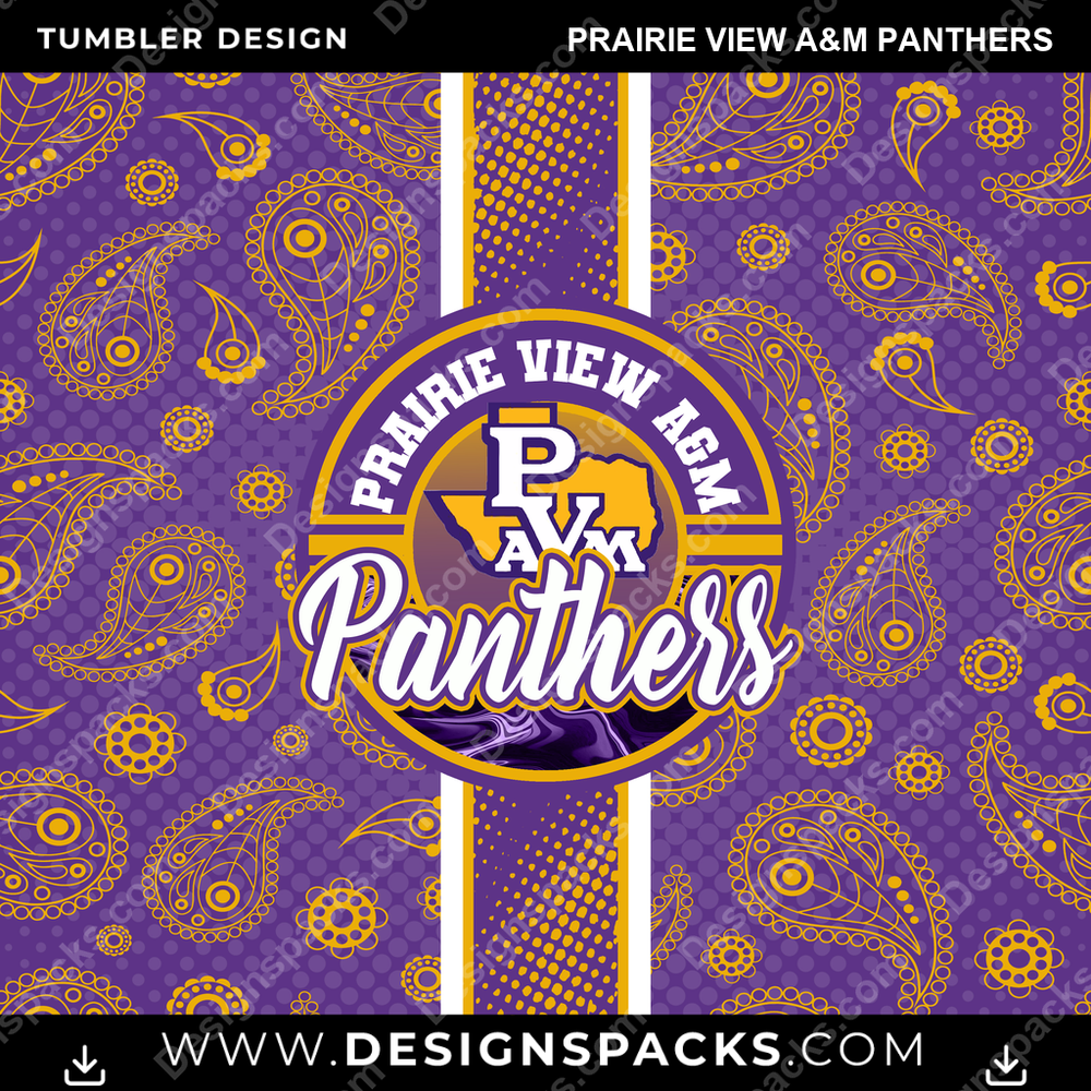 College Sport Handkerchief Prairie View A&M Panthers NCAA College Sport Tumbler Digital Wrap Design Download