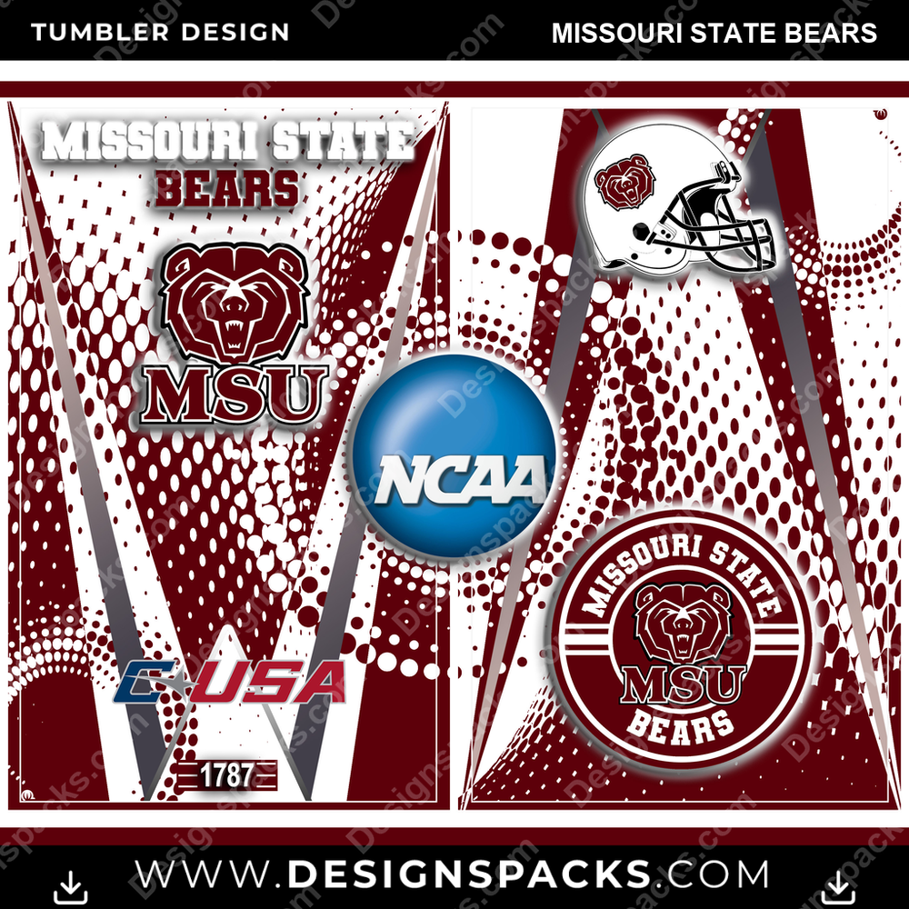 College Sport Team Logo Missouri State Bears NCAA College Sport Tumbler Digital Wrap Design Download