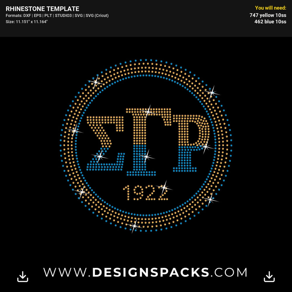Sigma Gamma Rho Circle Rhinestone Digital Template