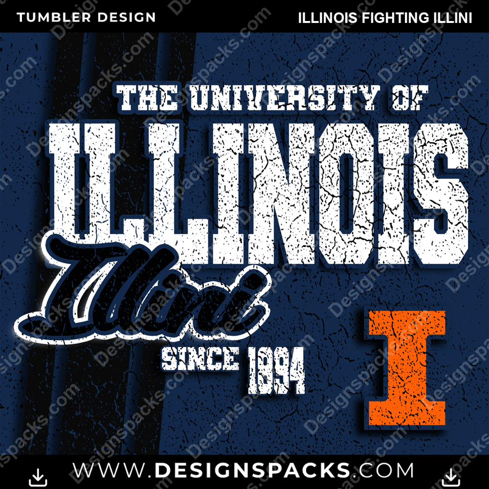 College Sport Grunge Illinois Fighting Illini NCAA College Sport Tumbler Digital Wrap Design Download