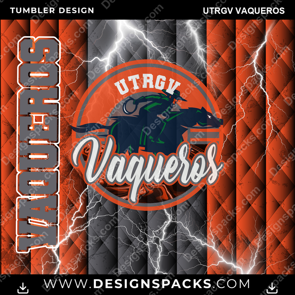 College Sport Diamond UTRGV Vaqueros Tumbler Digital Wrap Design