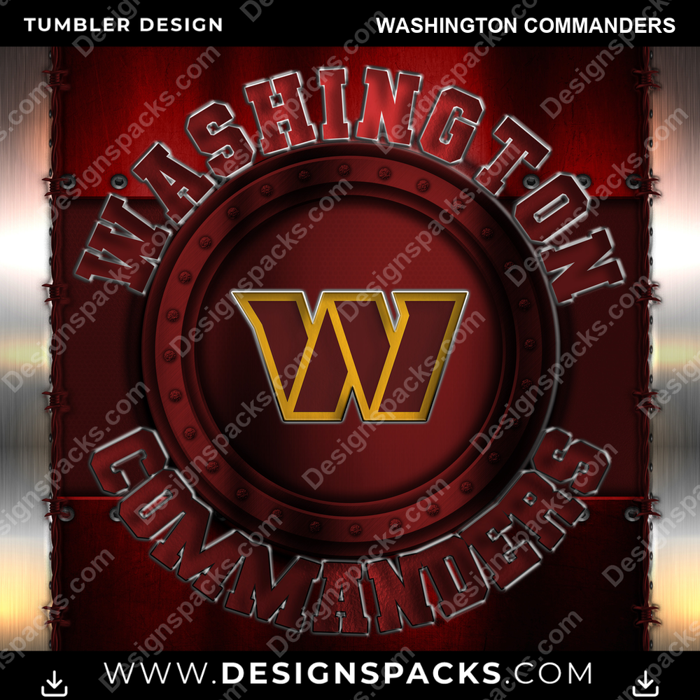 Football Metal Washington Commanders Tumbler Digital Wrap Design