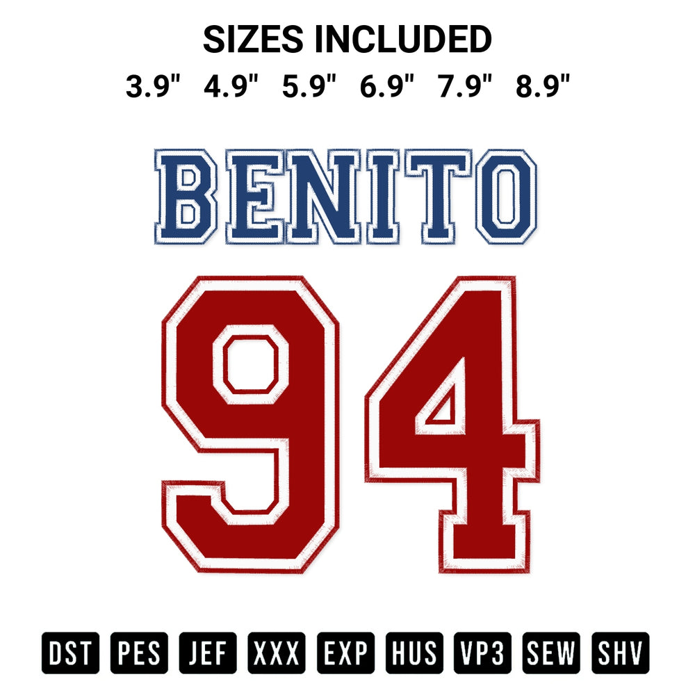 Looking for the perfect pattern? Download the Benito 94 Embroidery Design embroidery design today at Designspacks.com. Crisp, clean stitching guaranteed. Available sizes: 3.9", 4.9", 5.9", 6.9", 7.9", 8.9".