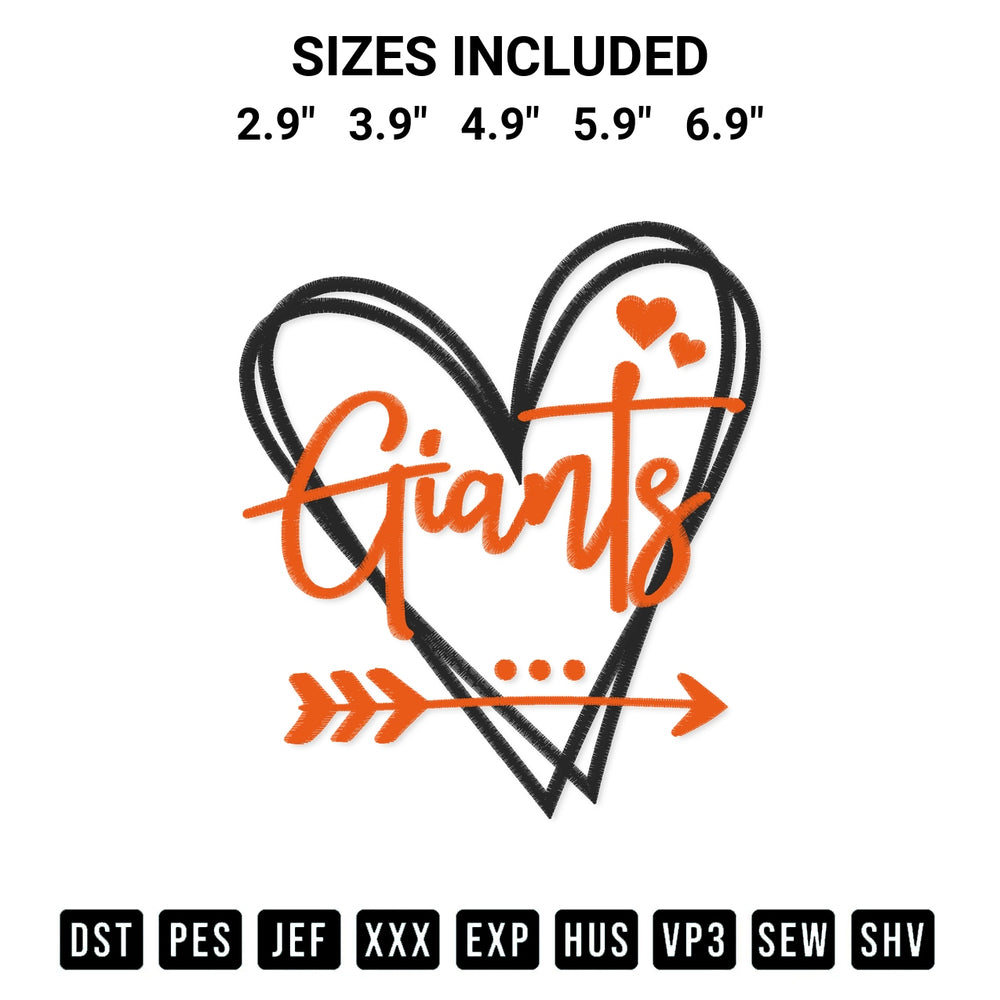 Elevate your next project with our San Francisco Giants Heart Embroidery Design embroidery file. Shop high-quality digital patterns instantly at Designspacks.com. Available sizes: 2.9", 3.9", 4.9", 5.9", 6.9".
