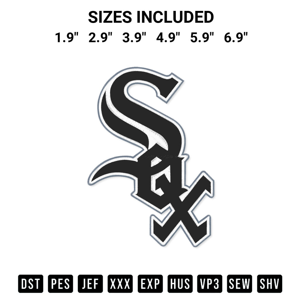 Stitch like a pro with the Chicago White Sox Logo Embroidery Design embroidery pattern from Designspacks.com. High-quality digital machine embroidery file. Available sizes: 1.9", 2.9", 3.9", 4.9", 5.9", 6.9".
