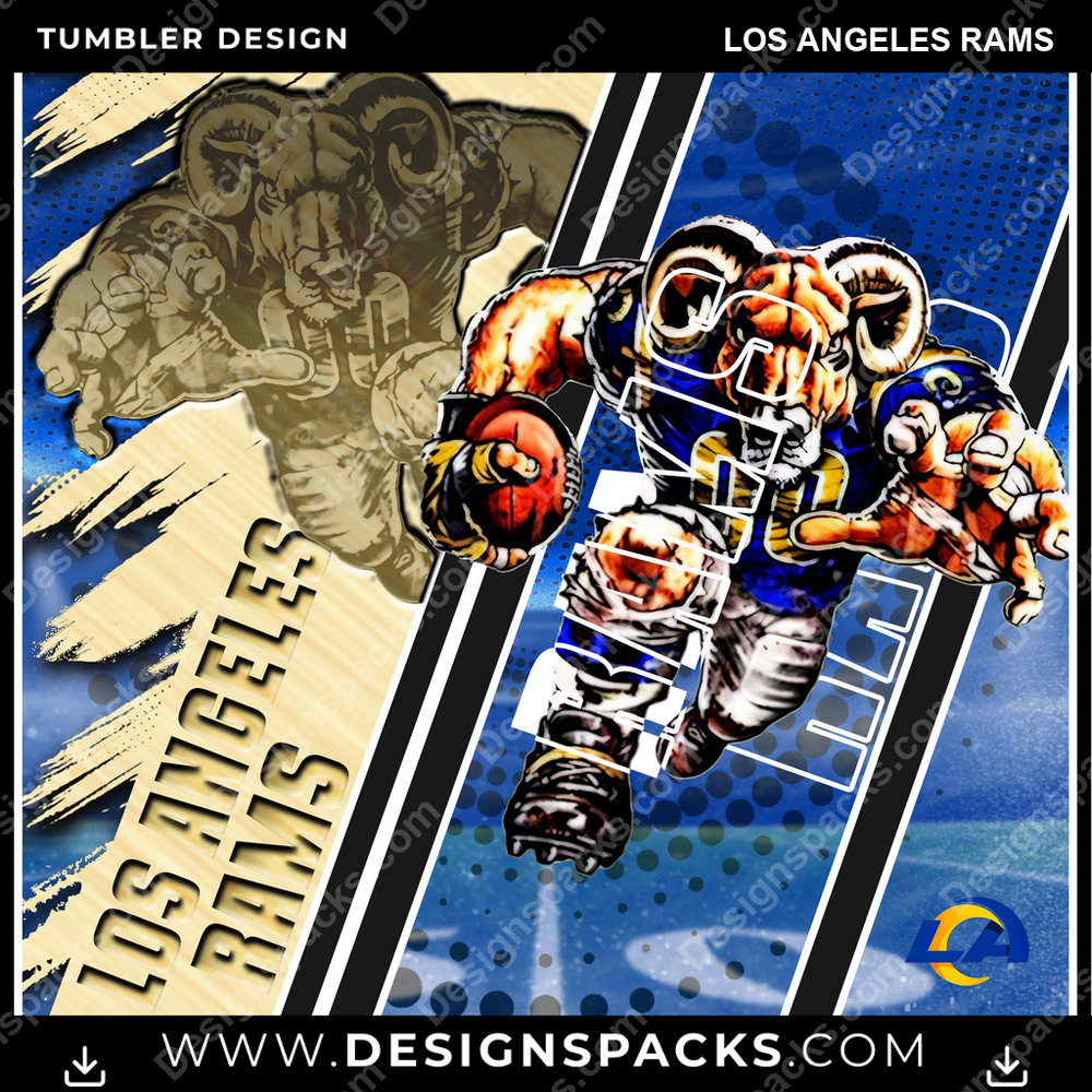 Football Silhouette Los Angeles Rams NFL Football Tumbler Digital Wrap Design Download