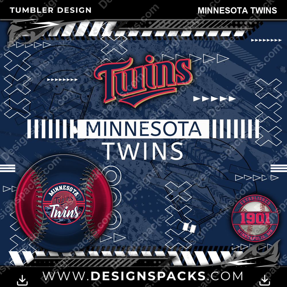 Baseball Xs & Os Minnesota Twins Tumbler Digital Wrap Design