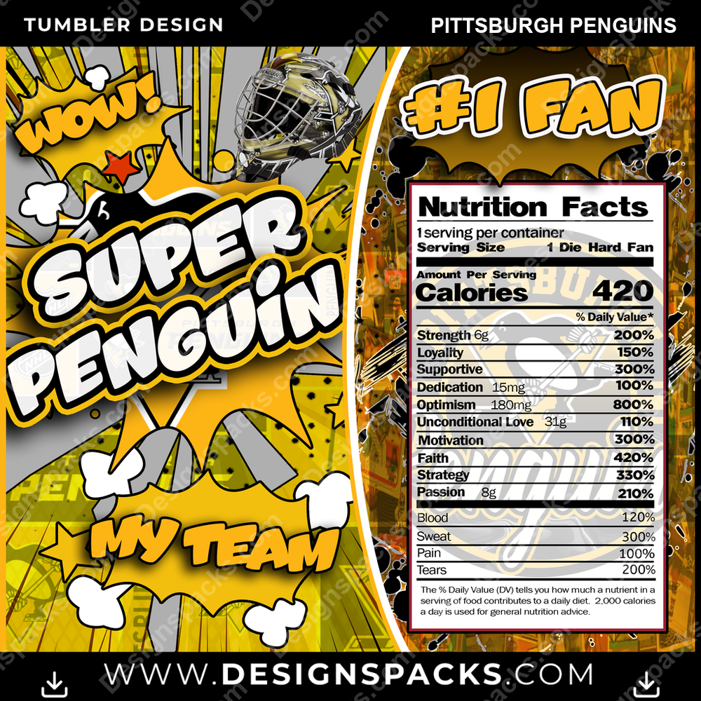Hockey Super Team Pittsburgh Penguins Tumbler Digital Wrap Design