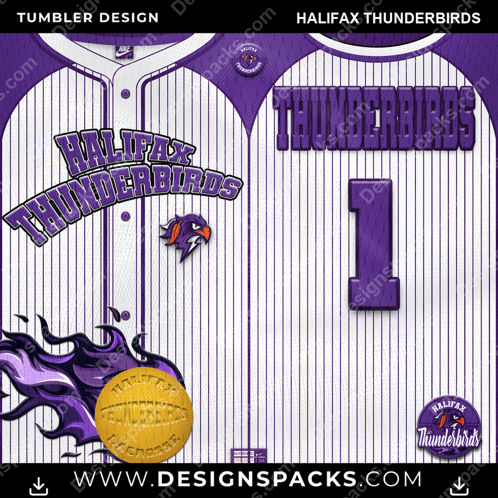 Lacrosse Team Button-Up Jersey Halifax Thunderbirds Tumbler Digital Wrap Design