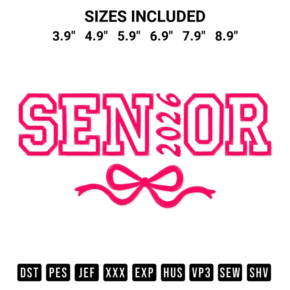 Transform your fabrics with the Senior 2026 Embroidery Design embroidery design. Instant access to premium digitized patterns at Designspacks.com. Available sizes: 3.9", 4.9", 5.9", 6.9", 7.9", 8.9".