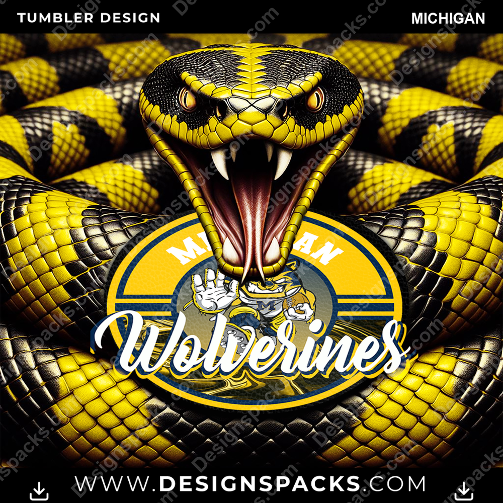 College Sport Rattle Snake Michigan NCAA College Sport Tumbler Digital Wrap Design Download