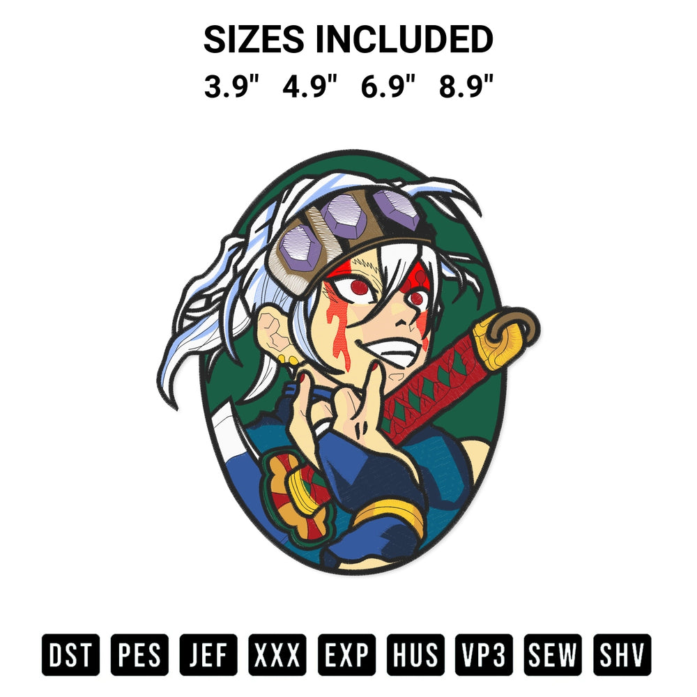 Download the Uzui Tengen Anime Embroidery Design machine embroidery design exclusively at Designspacks.com. Premium digitized pattern for apparel and DIY crafts. Available sizes: 3.9", 4.9", 6.9", 8.9".