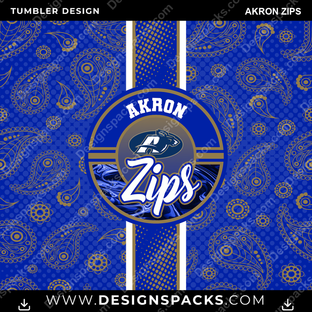 College Sport Handkerchief Akron Zips Tumbler Digital Wrap Design