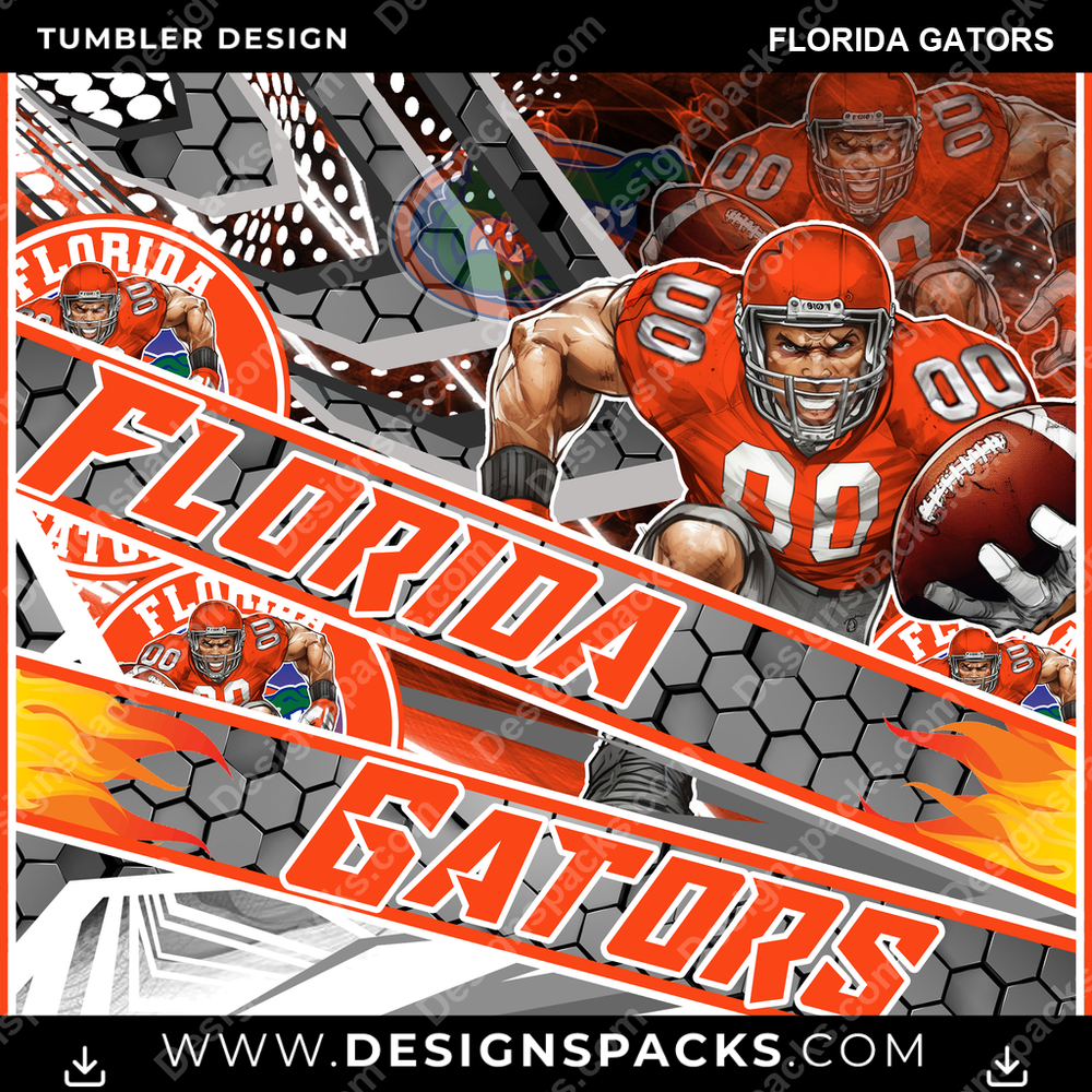 College Sport Fathead Florida Gators Tumbler Digital Wrap Design