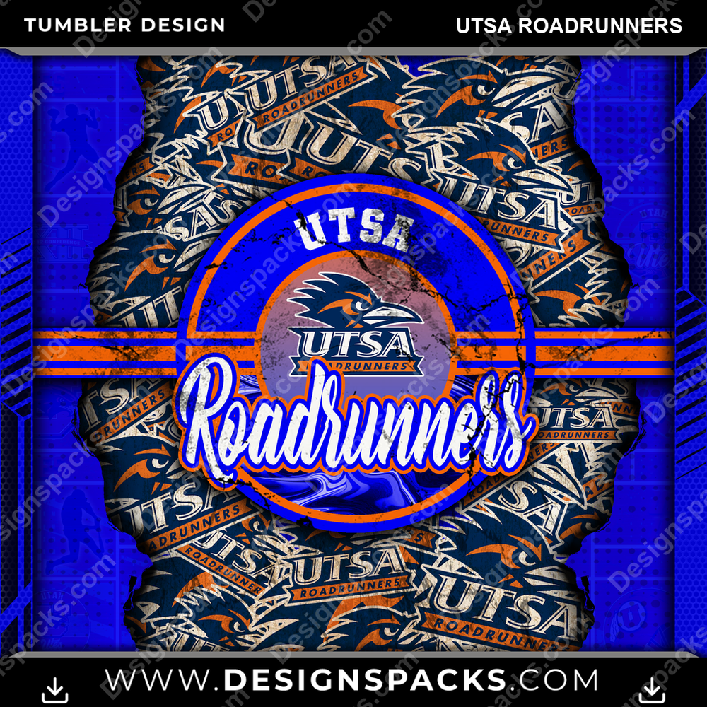 College Sport Ripped UTSA Roadrunners NCAA College Sport Tumbler Digital Wrap Design Download