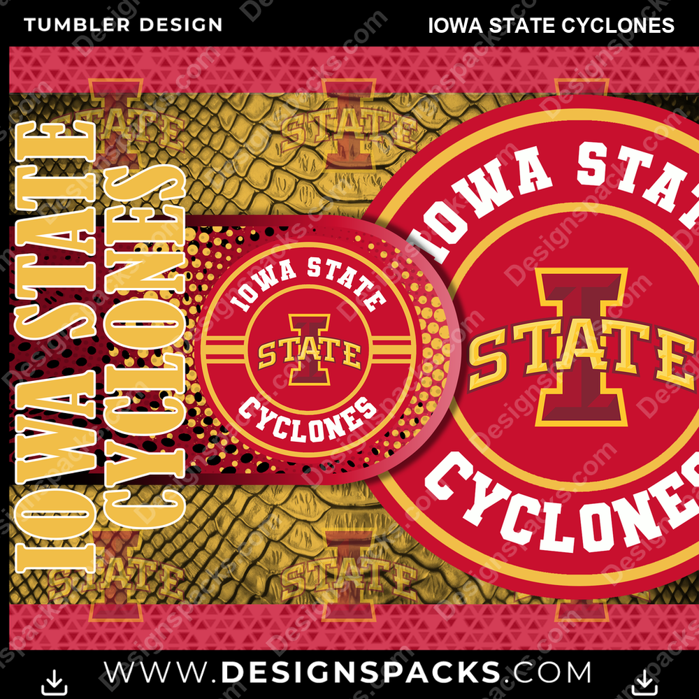College Sport Hyper Iowa State Cyclones Tumbler Digital Wrap Design