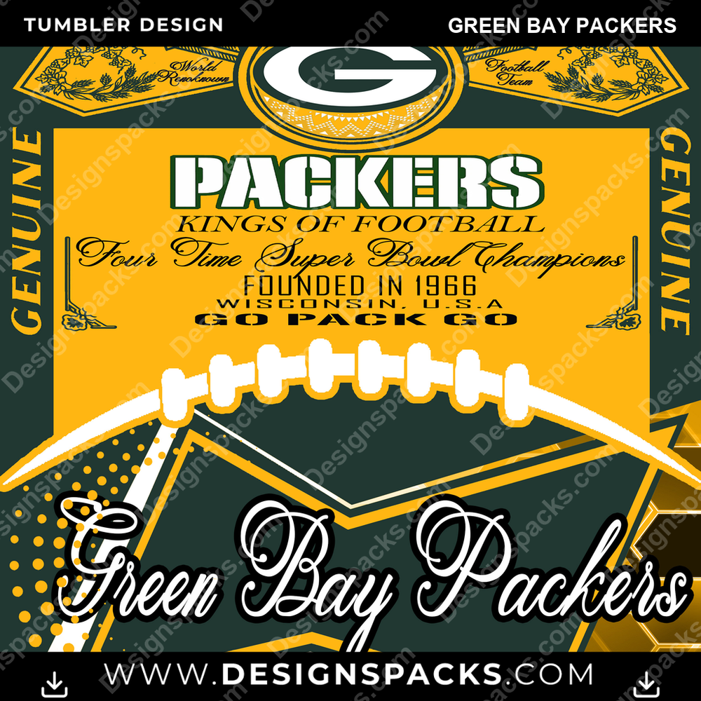 Football Bud Green Bay Packers NFL Football Tumbler Digital Wrap Design Download