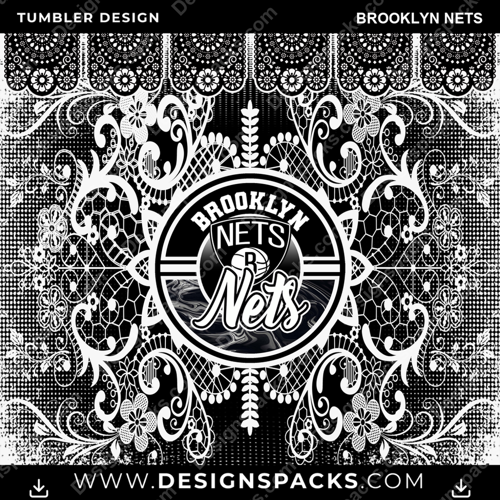 Basketball Lace & Logo Brooklyn Nets Tumbler Digital Wrap Design