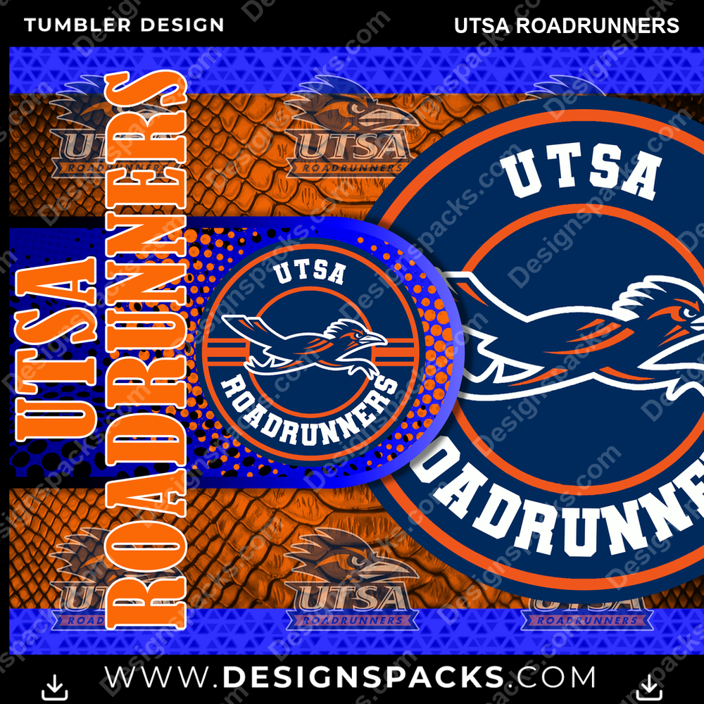 College Sport Hyper UTSA Roadrunners Tumbler Digital Wrap Design