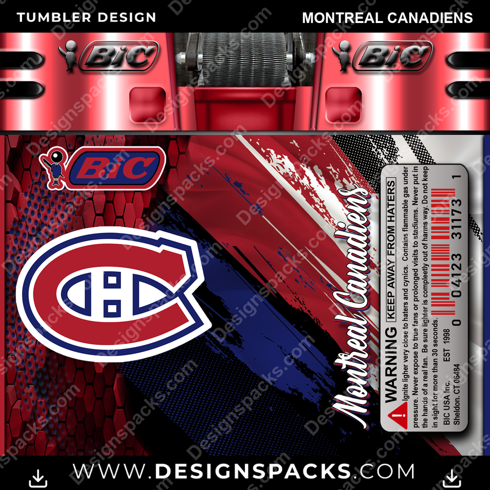 Hockey BIC Lighter Montreal Canadiens Tumbler Digital Wrap Design