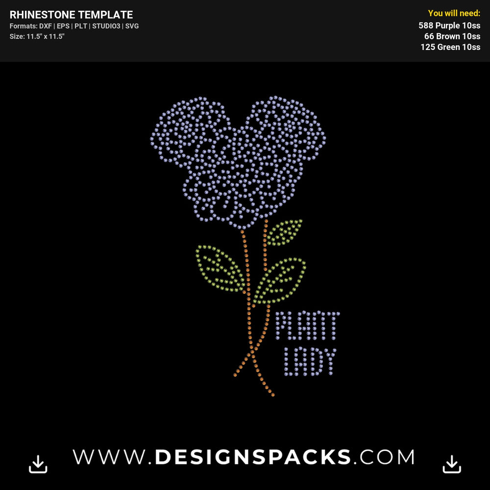 Plant Lady Mickey Head Rhinestone Digital Template