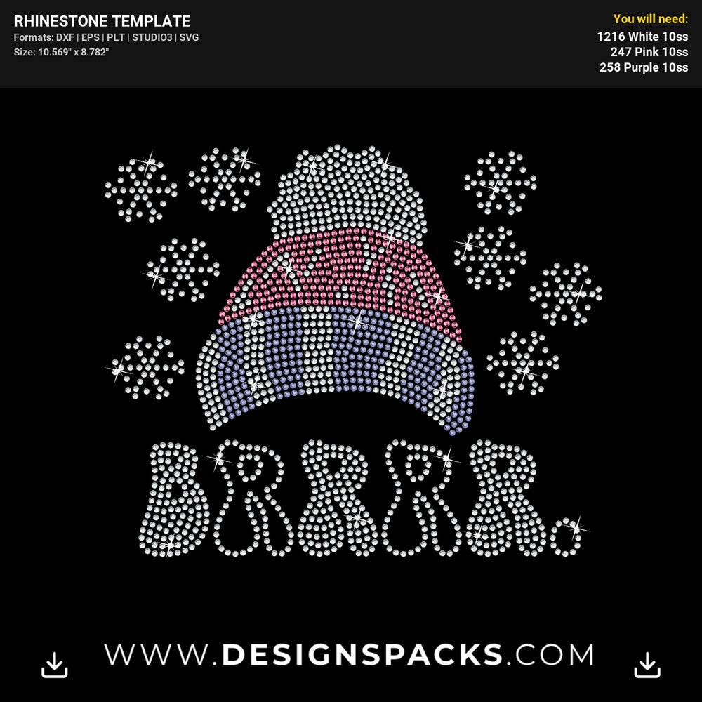 Winter Hat Brrrr Rhinestone Digital Template
