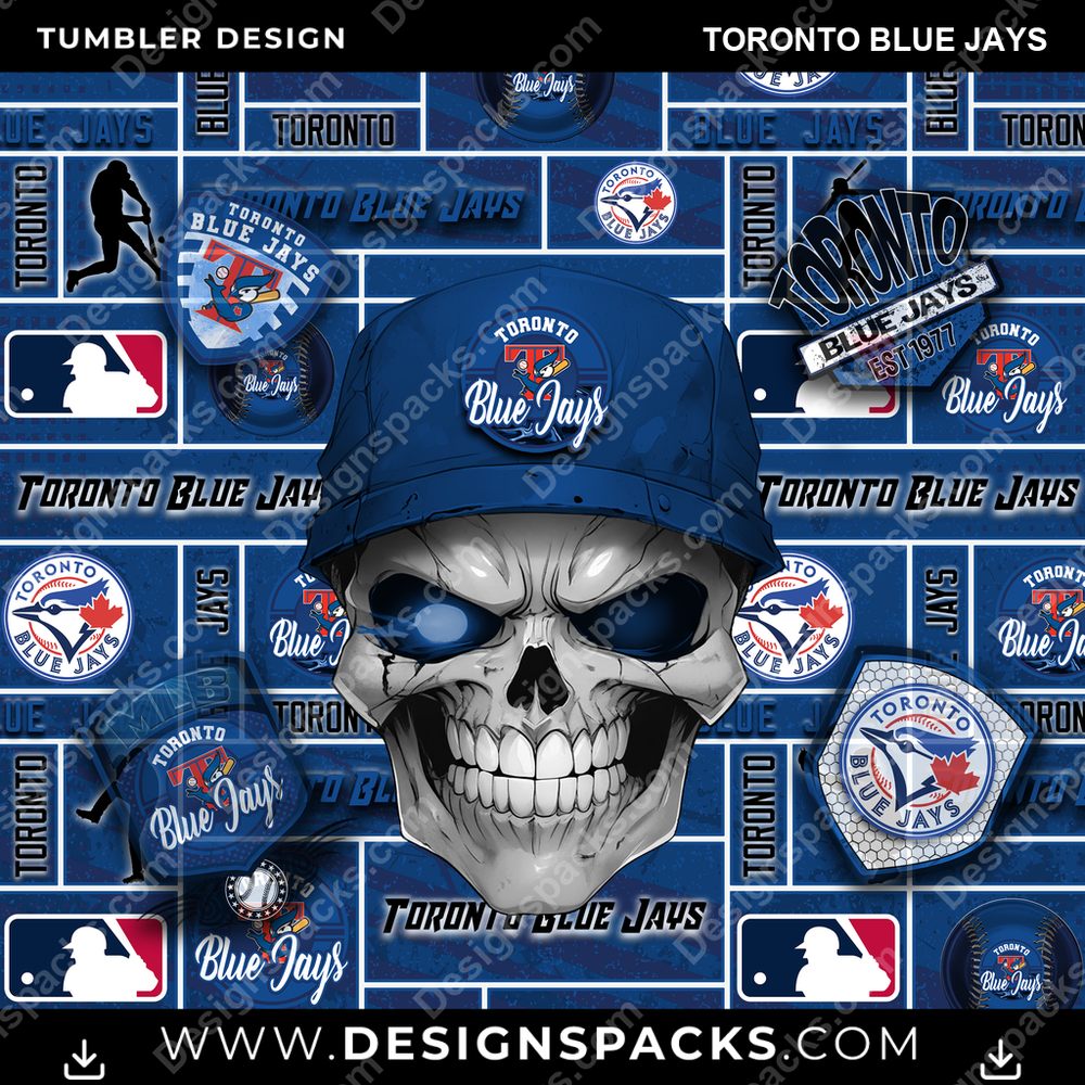 Baseball Skull Toronto Blue Jays Tumbler Digital Wrap Design