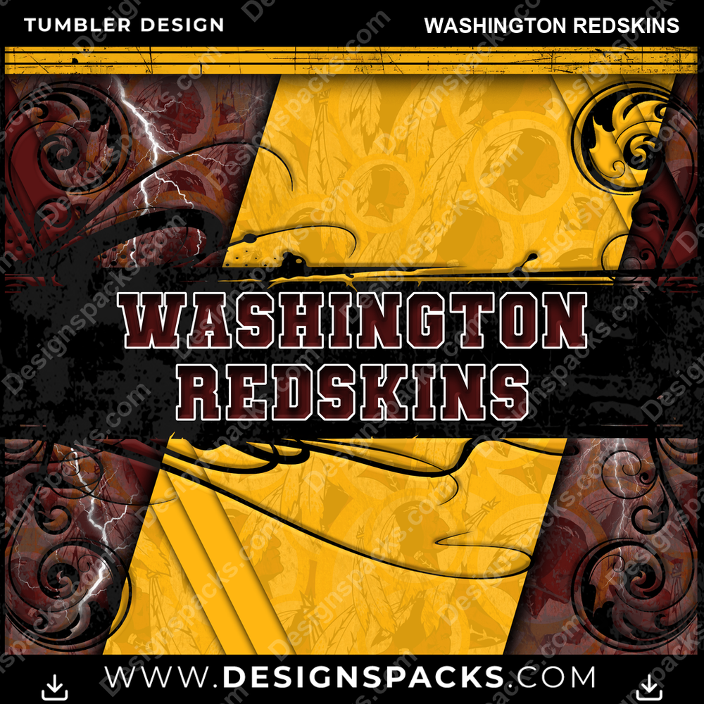 Football Elegant Washington Redskins NFL Football Tumbler Digital Wrap Design Download