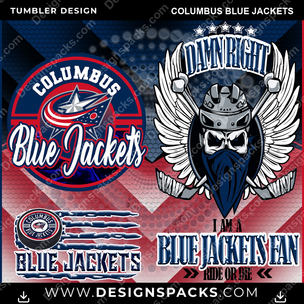 Hockey Skull Team Columbus Blue Jackets Tumbler Digital Wrap Design