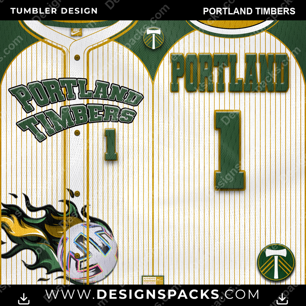 US Soccer Team Button-Up Jersey Portland Timbers Tumbler Digital Wrap Design
