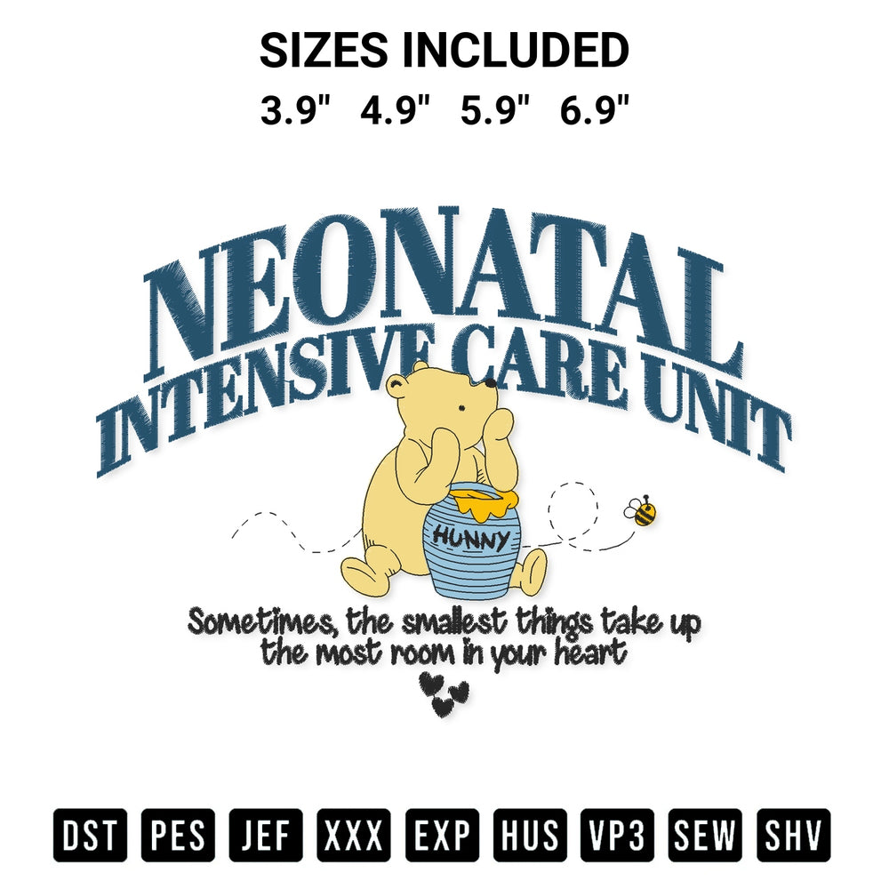 Create amazing crafts with the Neonatal Intensive Care Unit Nurse Embroidery Design embroidery file. High-quality digital download from Designspacks.com, perfect for beginners and pros. Available sizes: 3.9", 4.9", 5.9", 6.9".