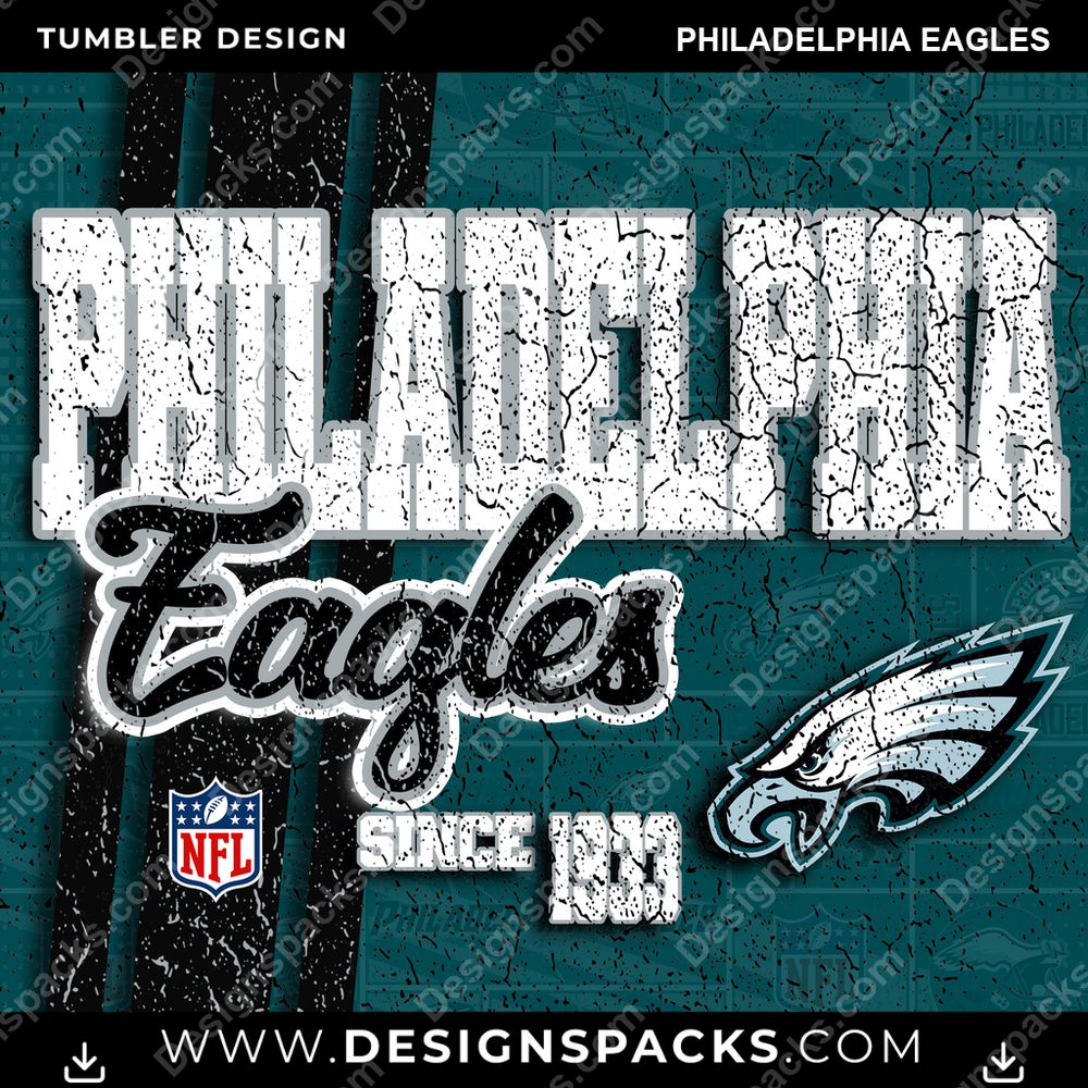 Football Grunge Philadelphia Eagles Tumbler Digital Wrap Design