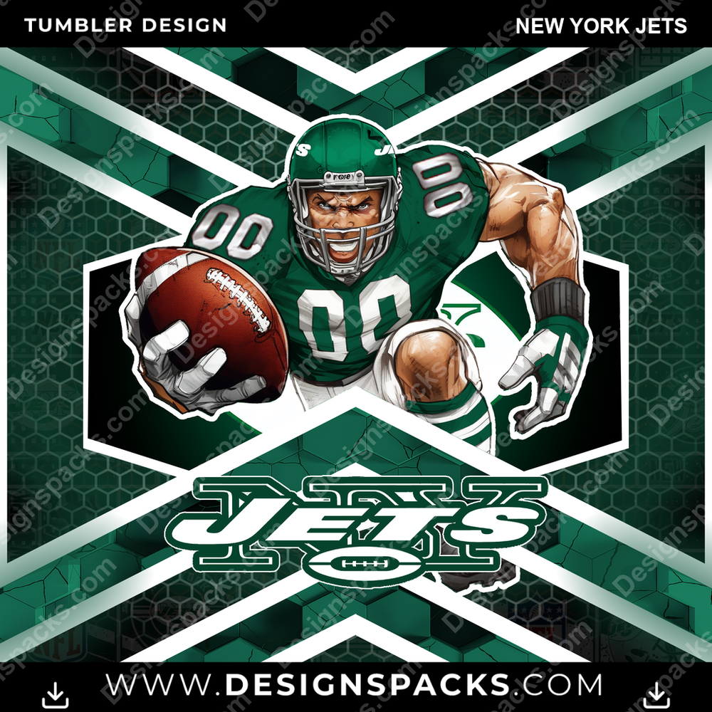 Football Honeycomb New York Jets Tumbler Digital Wrap Design