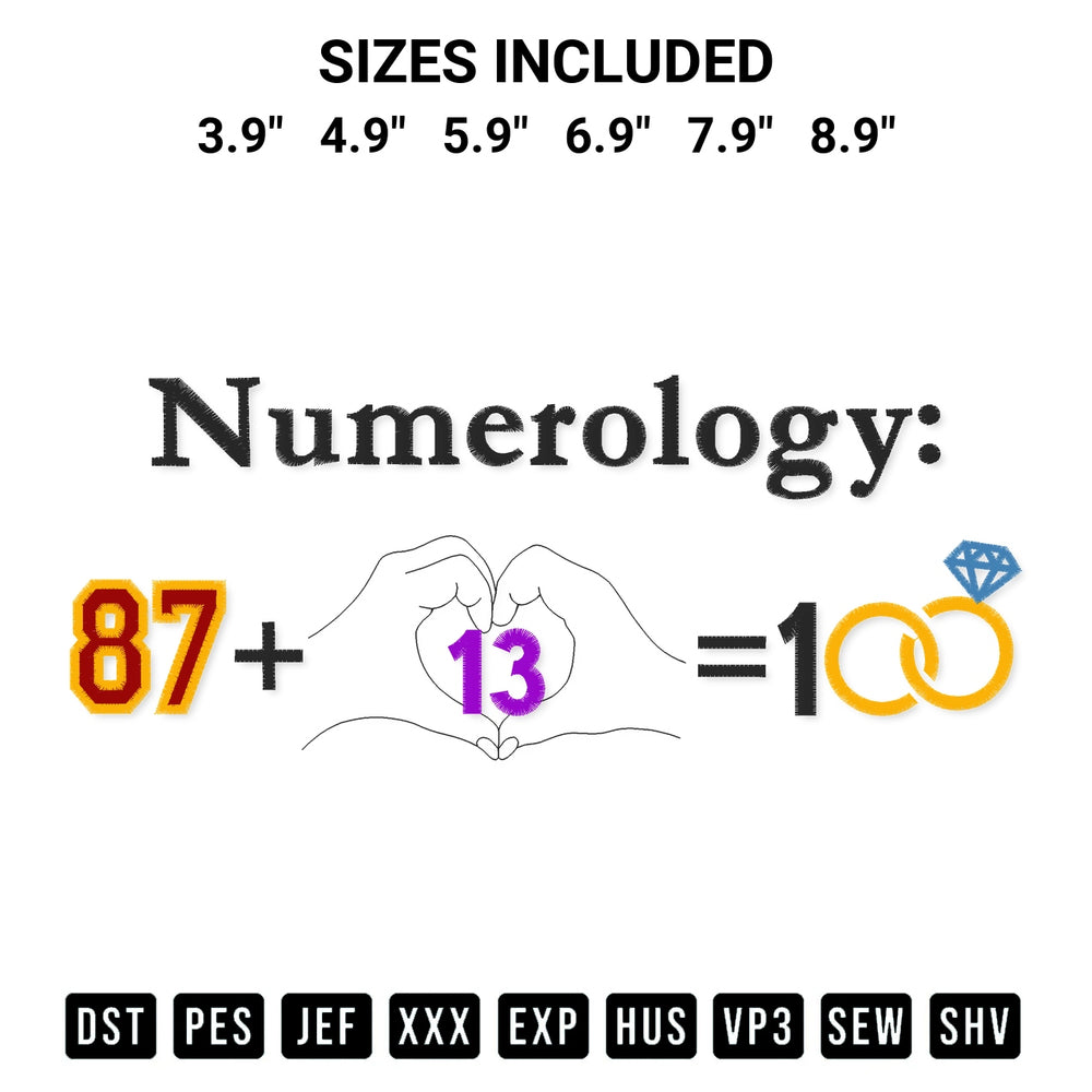 Get the Numerology Taylor And Travis Embroidery Design embroidery design for your custom crafts! Premium digitized files available for instant download at Designspacks.com. Available sizes: 3.9", 4.9", 5.9", 6.9", 7.9", 8.9".