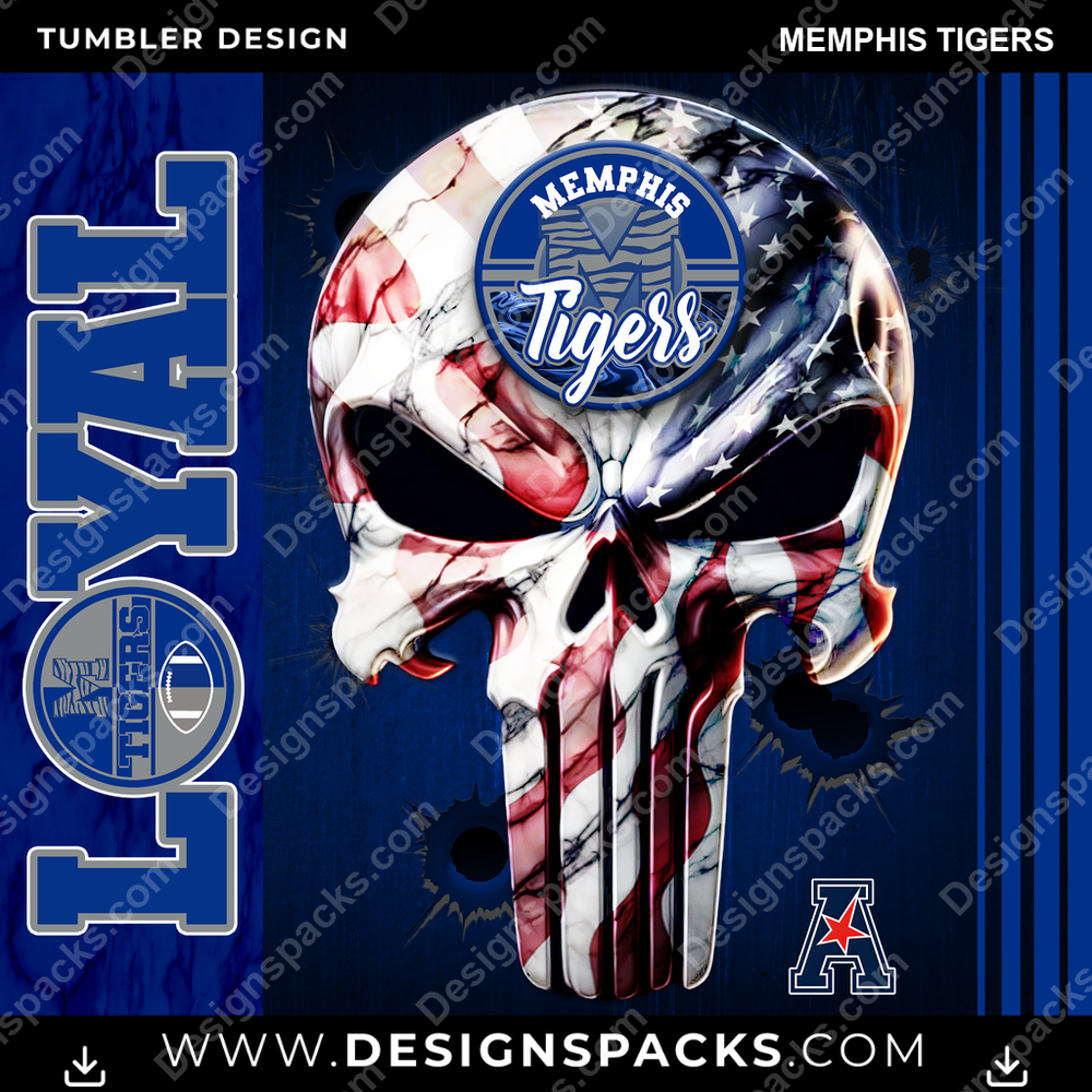 College Sport Loyal Memphis Tigers Tumbler Digital Wrap Design