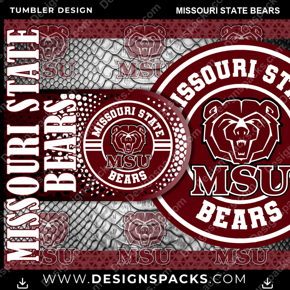 College Sport Hyper Missouri State Bears Tumbler Digital Wrap Design