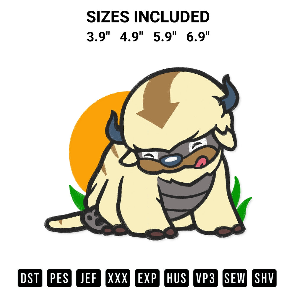 Stitch like a pro with the Appa Chipi Embroidery Design embroidery pattern from Designspacks.com. High-quality digital machine embroidery file. Available sizes: 3.9", 4.9", 5.9", 6.9".