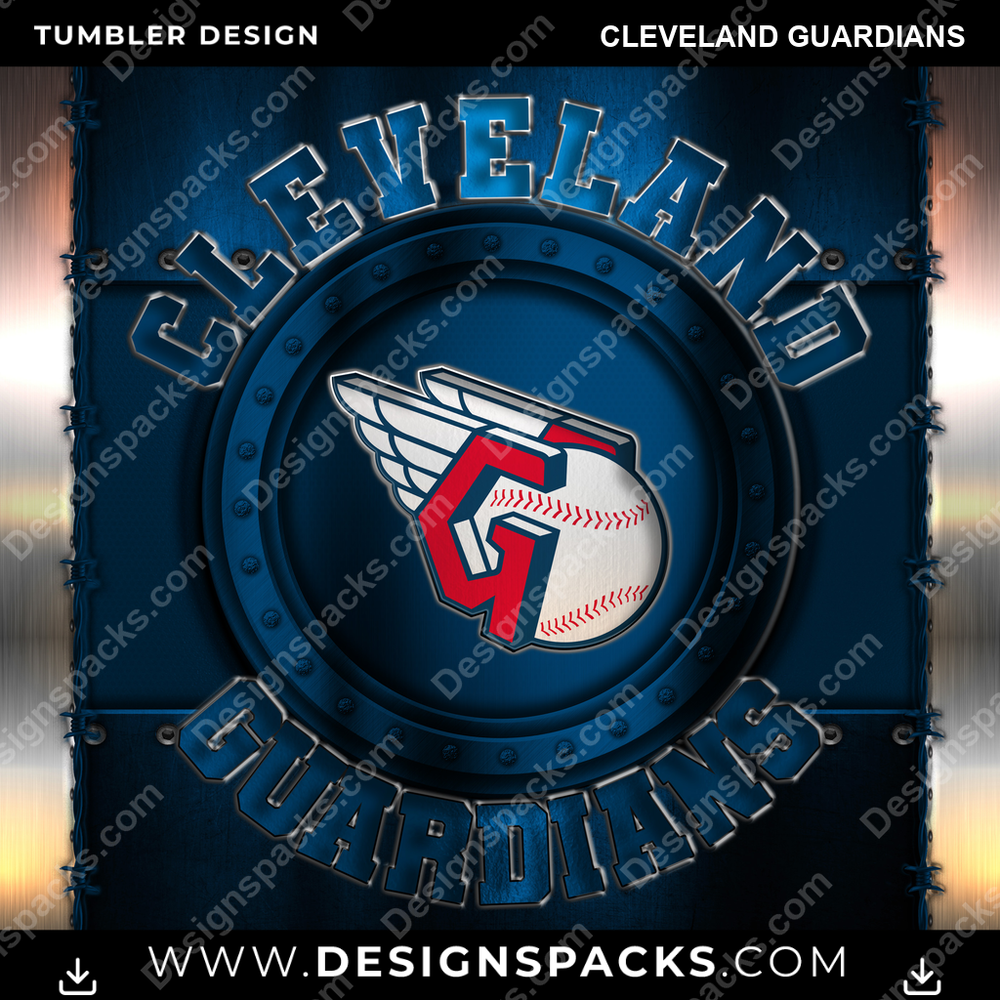 Baseball Metal Cleveland Guardians Tumbler Digital Wrap Design