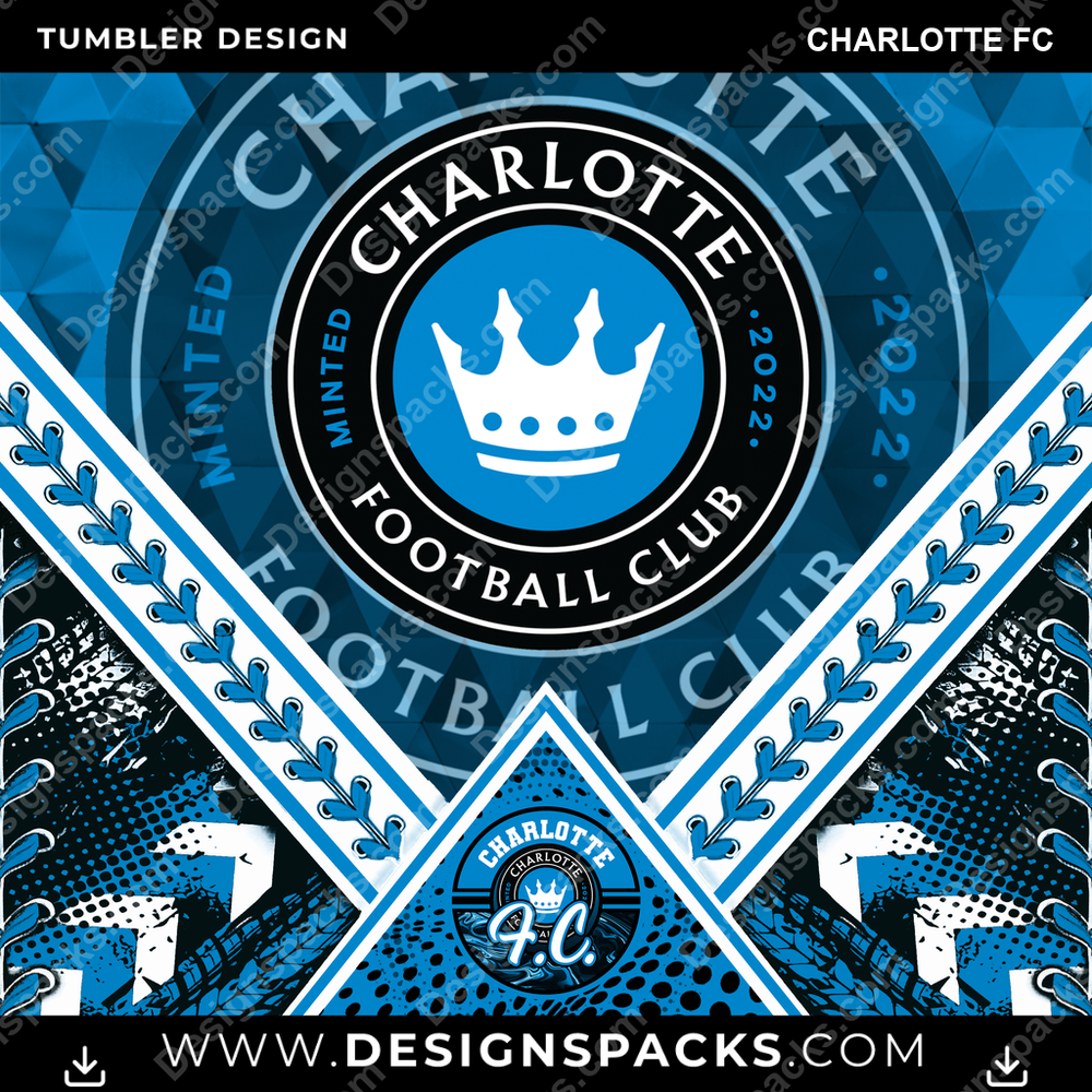 Soccer Diamond Charlotte FC Tumbler Digital Wrap Design