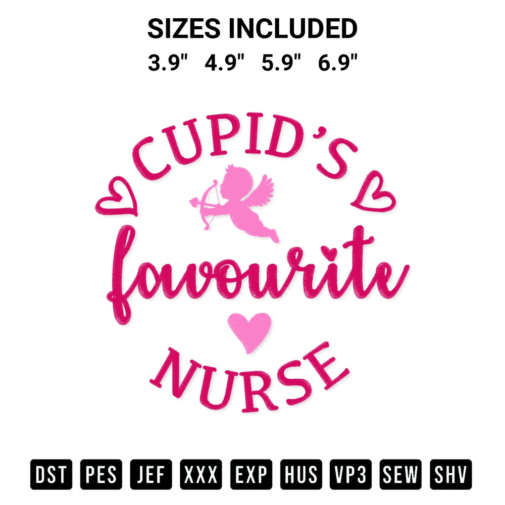 Elevate your next project with our Cupids Favorite Nurse Embroidery Design embroidery file. Shop high-quality digital patterns instantly at Designspacks.com. Available sizes: 3.9", 4.9", 5.9", 6.9".