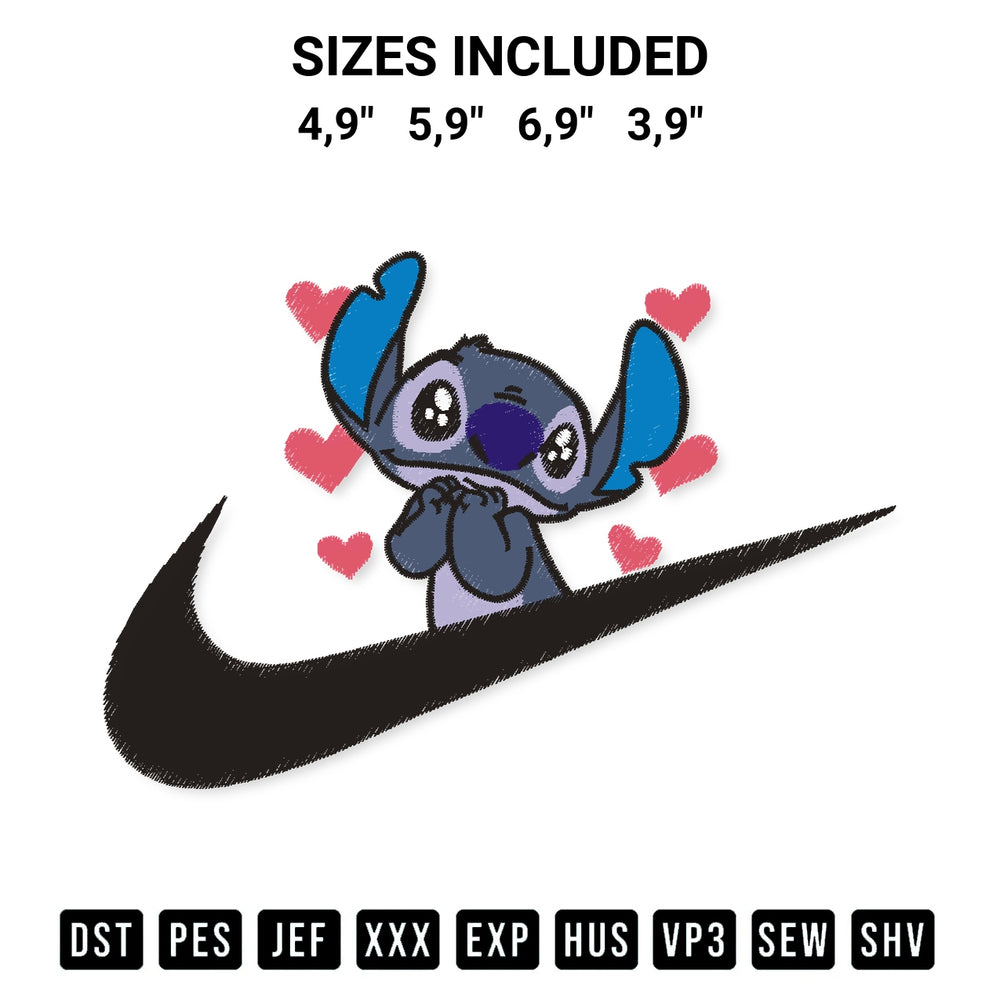 Add a unique touch to your apparel with the Cute Disney Stitch Logo Embroidery Design embroidery file. Premium instant download available now on Designspacks.com. Available sizes: 4,9", 5,9", 6,9", 3,9".