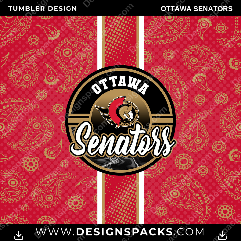 Hockey Handkerchief Ottawa Senators Tumbler Digital Wrap Design